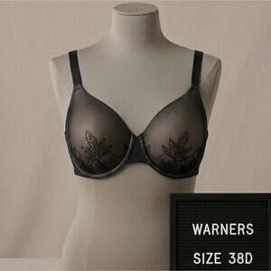 Warners Simply Perfect 38D Bra Black Underwire Padded T-Shirt Style 0561